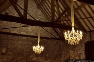 White Chandeliers for a Barn Wedding