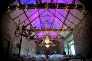 Chandeliers, Fairy Lights and Monogram at Notley Abbey