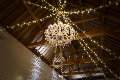 Crystal Chandelier with Fairy Light Canopy at Ufton Court