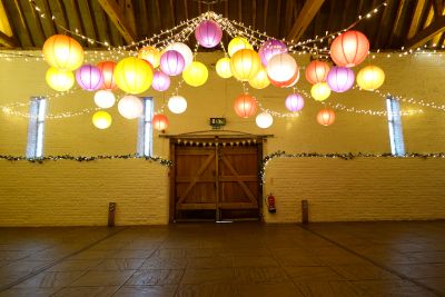 Fairy Light Star Canopy with Lit Lanterns at Ufton Court