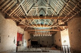 Gathered Fairy Light Canopy at Cogges Manor Farm