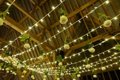 Hanging Roses on Fairy Light Canopy