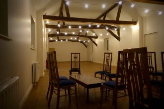 Festoon lights in the Archers Hall