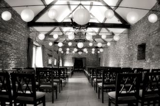 Lit Paper Lanterns at Caswell House