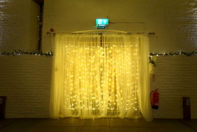Ufton Court Fairy Light Backdrop on the Rear Doors