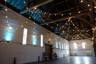 Ufton Court Festoon Loops and Turquoise Uplighting