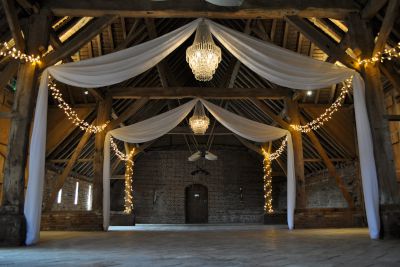 Crystal Chandeliers with Drapes and Lights