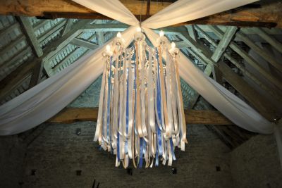 White Chandelier with Ribbons