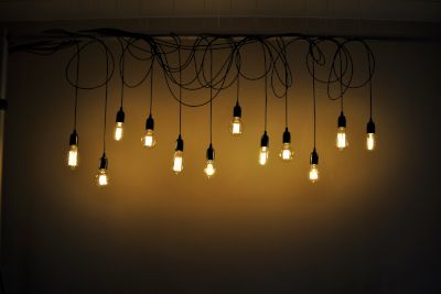 Bare Bulb Canopy of Edison Lamps