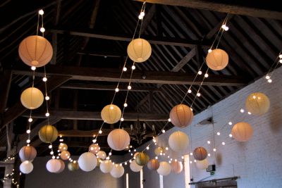Festoon Canopy with Gold and Blush Lanterns