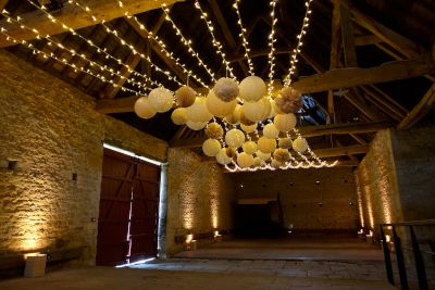 Paper Lanterns with Fairy Lights and Uplighting