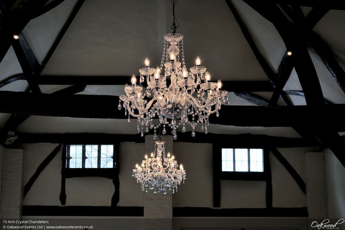 Chandelier Hire Oakwood Events 15 Arm Crystal Chandeliers