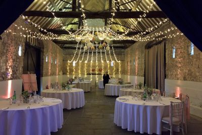 Fairy Lights Paper Lanterns and Uplighting